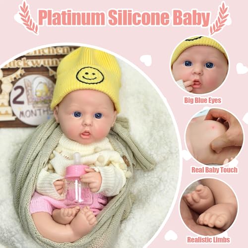 18 Zoll lebensechte Reborn-Babypuppe, Ganzkörper-Silikon, Baby-Mädchen, anatomisch korrekt, Neugeborenes, echtes Leben, waschbar, mit offenem Mund, Geschenk für Großmutter – Bild 4