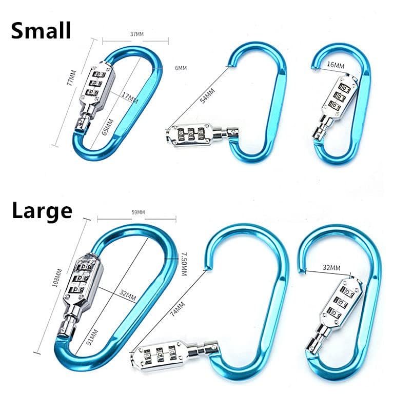 Carabiner Hook Lock with 3 Digits Combination Lock | Resettable Code | Anti-Theft Padlock | Multi Color by VIVITO (Silver) 3