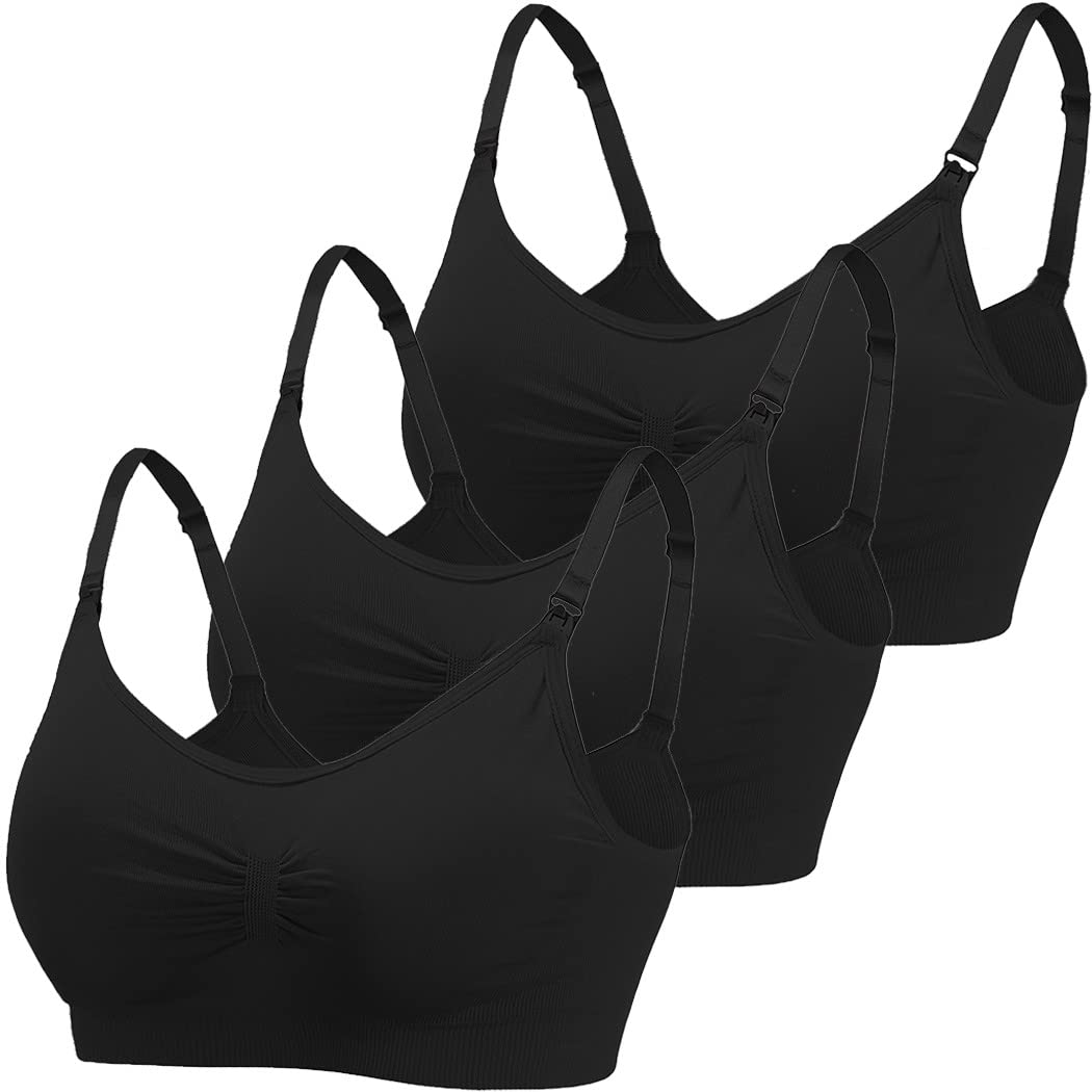 Reggiseno da allattamento da donna, senza cuciture, in cotone, confezione da 3, reggiseno premaman senza ferretto