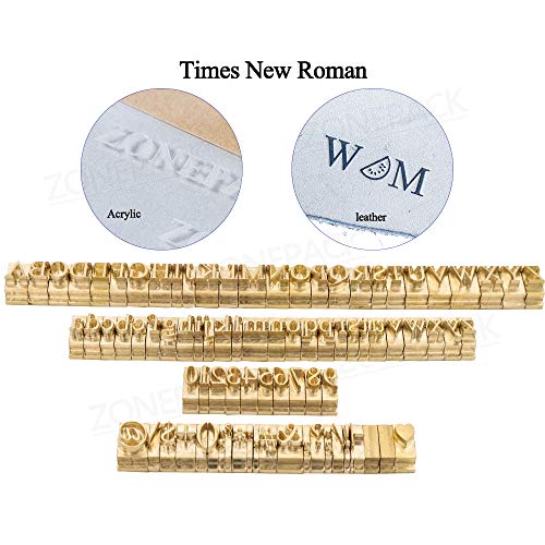 ZONEPACK Copper Brass Stamping Flexible Letters Numbers Alphabets Symbols Characters Molds CNC Engraving Molds for Hot Foil Stamping Machine (Time New Roman)