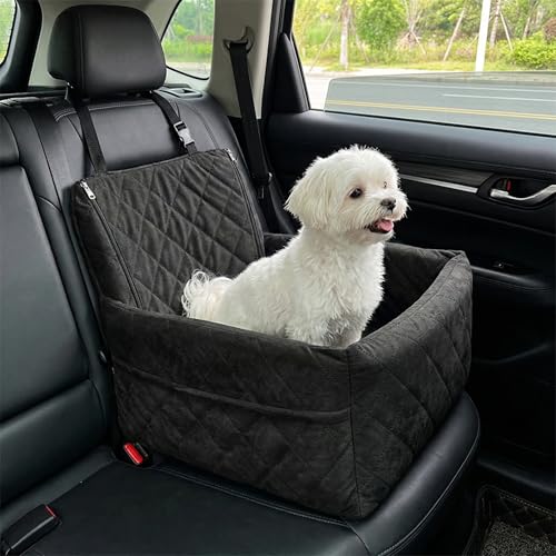 aichilra Seggiolino Auto per Cani di Taglia Piccola/Media fino a 9 kg – Seggiolino auto cane con 2 tasche portaoggetti Adatto, Sfoderabile e Lavabile, per sedili anteriori/posteriori(Nero)