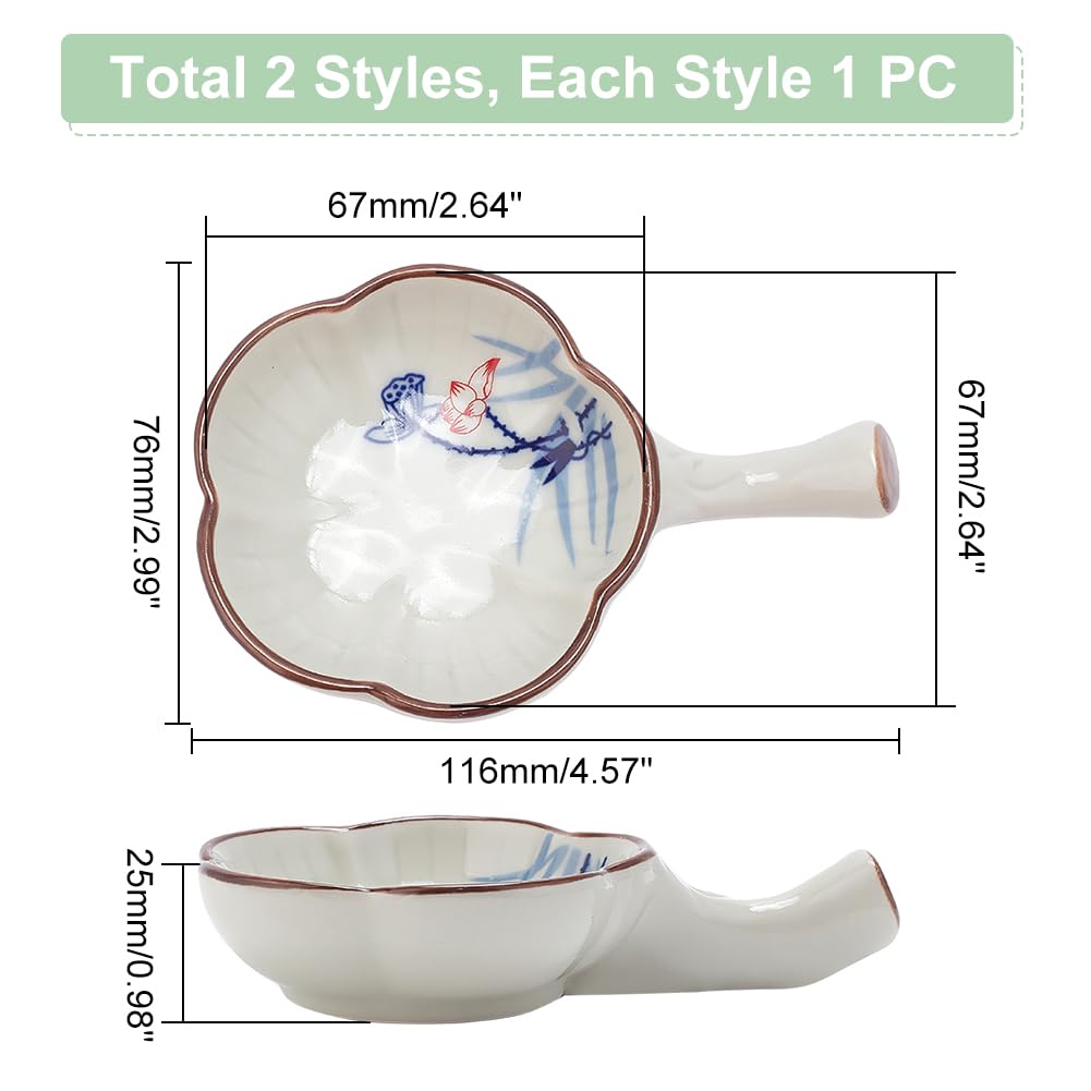 PH PandaHall Plant Ink Dish Porcelain Ink Plate with Handle Chinese Calligraphy Painting Brush Rest Holder Flower Shape Multifunctional Ink Dish for Calligraphy Sumi-e Painting Japanese Prints