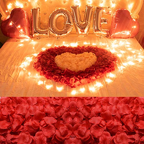 Image of 3000PCS Fake Rose Petals for Romantic Night Romantic Festive Atmosphere Creation for Marriage Proposa Wedding Valentine's Day Decoration Party Activities(Red)