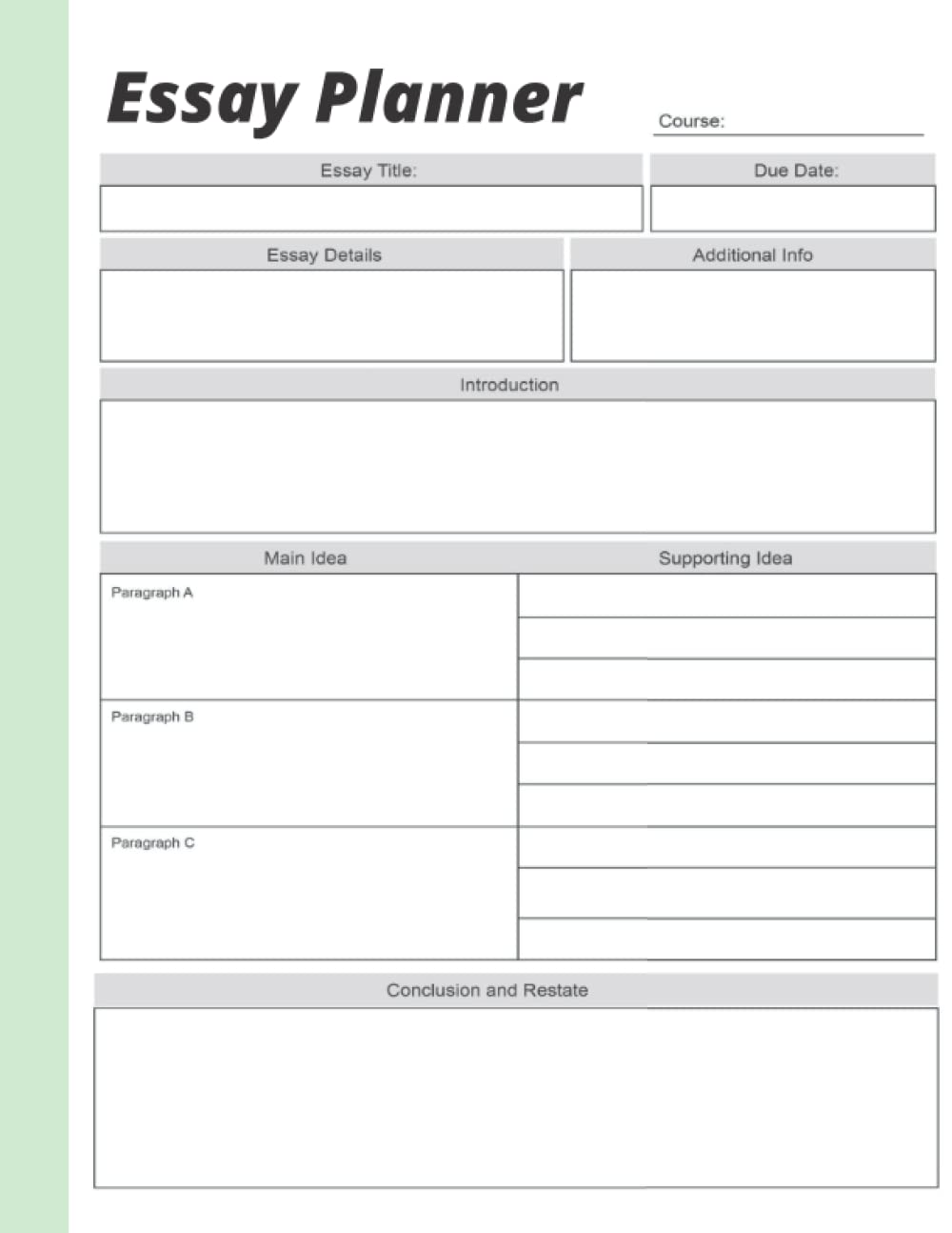 Essay Planner: Essay Map To Help Organize Your Ideas And Create An Outline For Your Essay