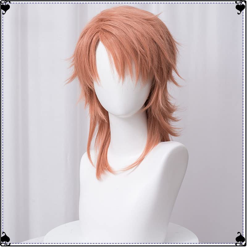 Miniatura 3 de Anime Demon Slayer Kimetsu no Yaiba Sabito Wig Cosplay Costume Men Women Orange Pink Curly Hair Heat Resistant Synthetic Hair Wigs (Sabito)