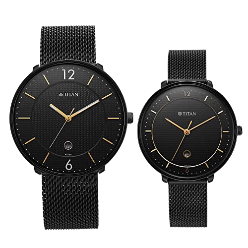 Titan Bandhan Quartz Analog with Date Black Dial Black Stainless ...