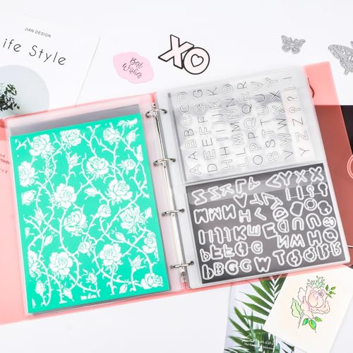 Image of 31Pcs /set A4 Die Storage Book Binder, 11.x8.3 Inch 10 Pcs 0.3mm Thickness Magnet Sheets for Dies Storage with 1 Pocket Folder and 20 Inserts Pages 1 /2 /3 /4 Grids Pockets,Dies Stencil Organizer (Orange)