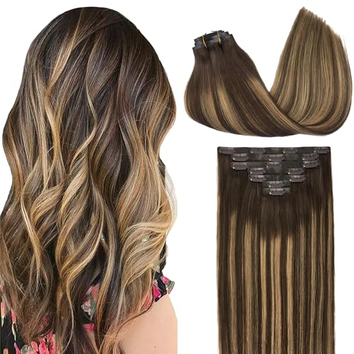 GOO GOO Clip in Hair Extensions Real Human Hair, Remy Human Hair Extensions Clip ins for Women, Natural Human Hair,...