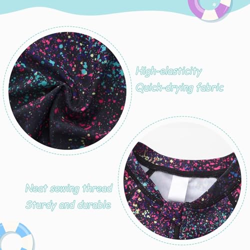 Image of Girls One Piece Rash Guard Swimsuits for Girl Short Sleeve Bathing Suits with Front Zipper Sun Protection Swimwear 3-16 Years