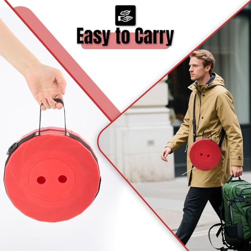 Image of Doseno Upgraded Foldable Stool Thickened Set of 2, Portable Collapsible Stool Retractable Stool, Foldable Portable Collapsible Chair for Fishing, Hiking Tours, BBQ, Parties, Outdoor Activities (Red)