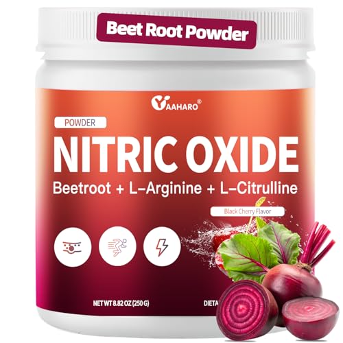 Image of Nitric Oxide Supplement - Beet Root Powder with L-Citrulline & L-Arginine, Nitric Oxide Supplements for Men Women with Beetroot, Supports Energy, Heart Health, Black Cherry Flavor, 35-Day Supply