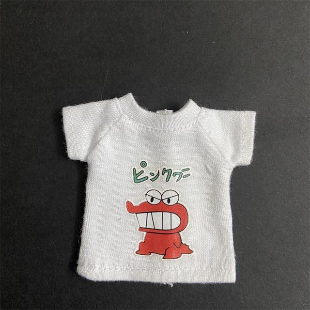 New cute pattern ob11 clothes short-sleeved T-shirt suitable for ob11 obitsu 1/10Ԁolls 11 molly 1/12 bjd 1/8 Ԁolls clothes (F red clothes)