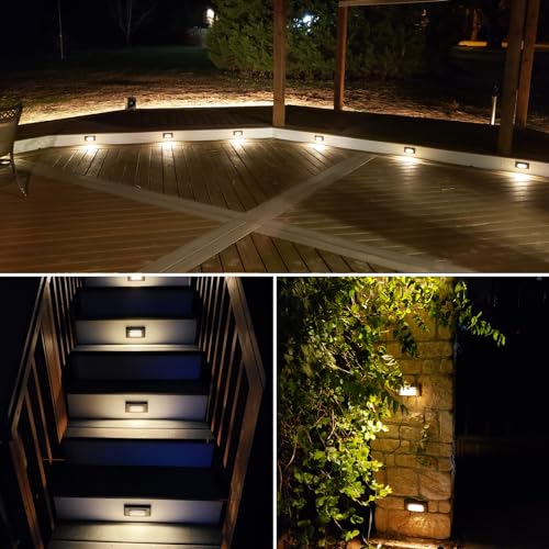 Image of SUNVIE LED Low Voltage Step Lights 3000k Step Light Outdoor 5W Low Voltage Deck Lights with Horizontal Louver Faceplate Deck Stair Light for Stairs Fence Post Fastlock2 Connectors Included, 12 Pack