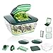 Genius Cortador de verduras Nicer Dicer Chef (18 piezas) con cuenco de cristal y cortador de verduras de tomates de la televisión – picadora de frutas, cortador de cebolla, cortador en espiral