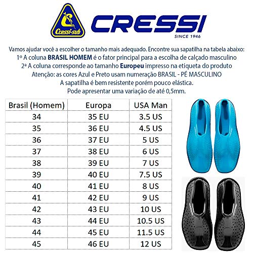 Sapatilha para Esportes Aquáticos Cressi Alfa Water Shoes Masculina - Azul 45