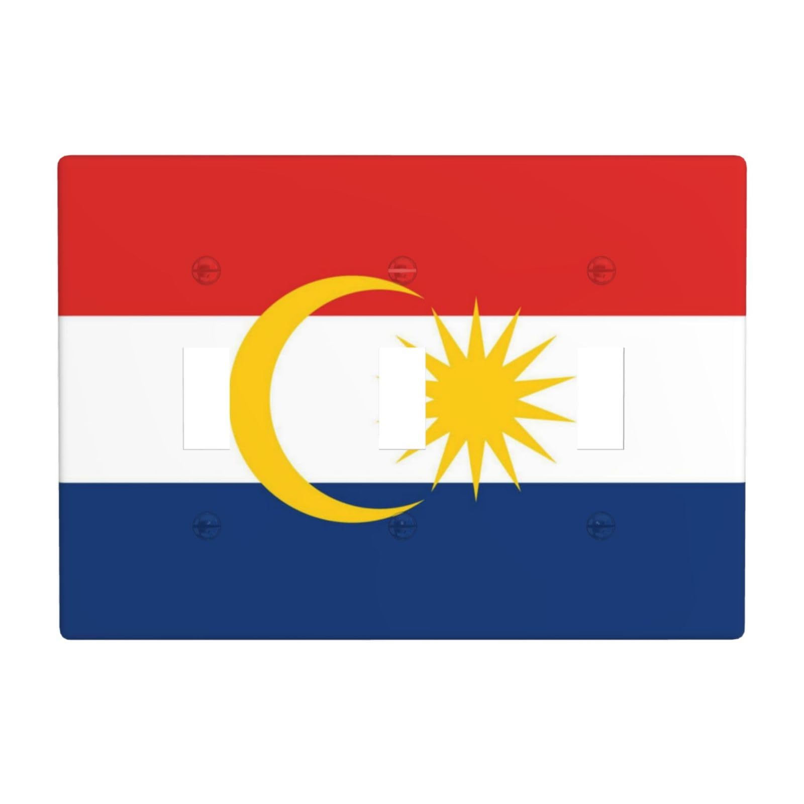 Labuan Flag 3 Gang Switch Plate Cover-Unbreakable Polycarbonate Wall Plate, Heat Resistant Toggle Switch Decor for Home