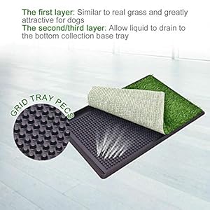 LOMANTOWN Dog Potty Tray Indoor Outdoor Dog Grass Pad with Tray Washable Pee Pad for Dogs, 3 Layered System Dog Litter Box for Puppy Training (30 x 20 Grass with Tray) LOMANTOWN Dog Potty Tray Indoor Outdoor Dog Grass Pad with Tray Washable Pee Pad for Dogs 3 Layered System Dog Litter Box for Puppy Training 30 x 20 Grass with Tray