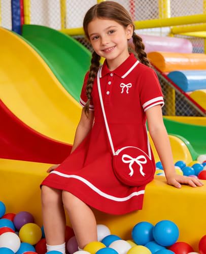 Move Dance Little Girls Sporty Dress 4T 5T Red Sundress with Bag - image 4