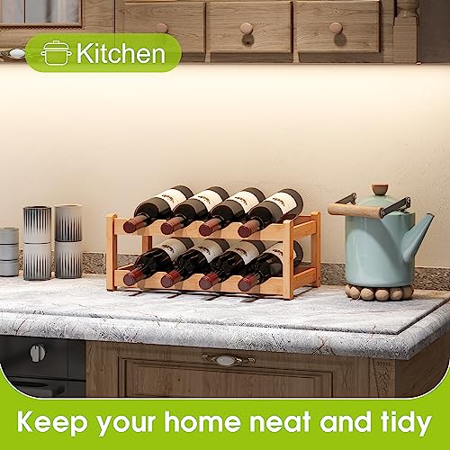 Bmosu Bamboo Wine Rack Wine Storage Cabinet Shelf 8 Bottle Wine Racks Countertop Sturdy And Durable For Kitchen Dining Room Pantry - 2 Tiers Wine Rack(Natural) #TOP3