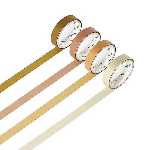 YUBBAEX Juego de 4 rollos de cinta washi de color natural para artes, manualidades, diarios, planificadores, álbumes de recortes, envoltura, color