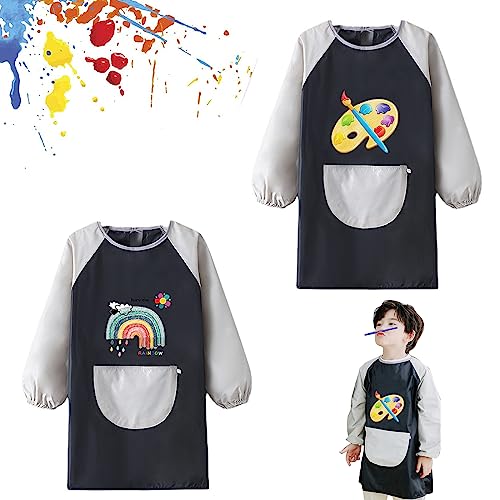 Funmo Delantal Infantil Pintura,2Pcs Delantales para Pintura de Niños, Delantal Impermeable Niños,...
