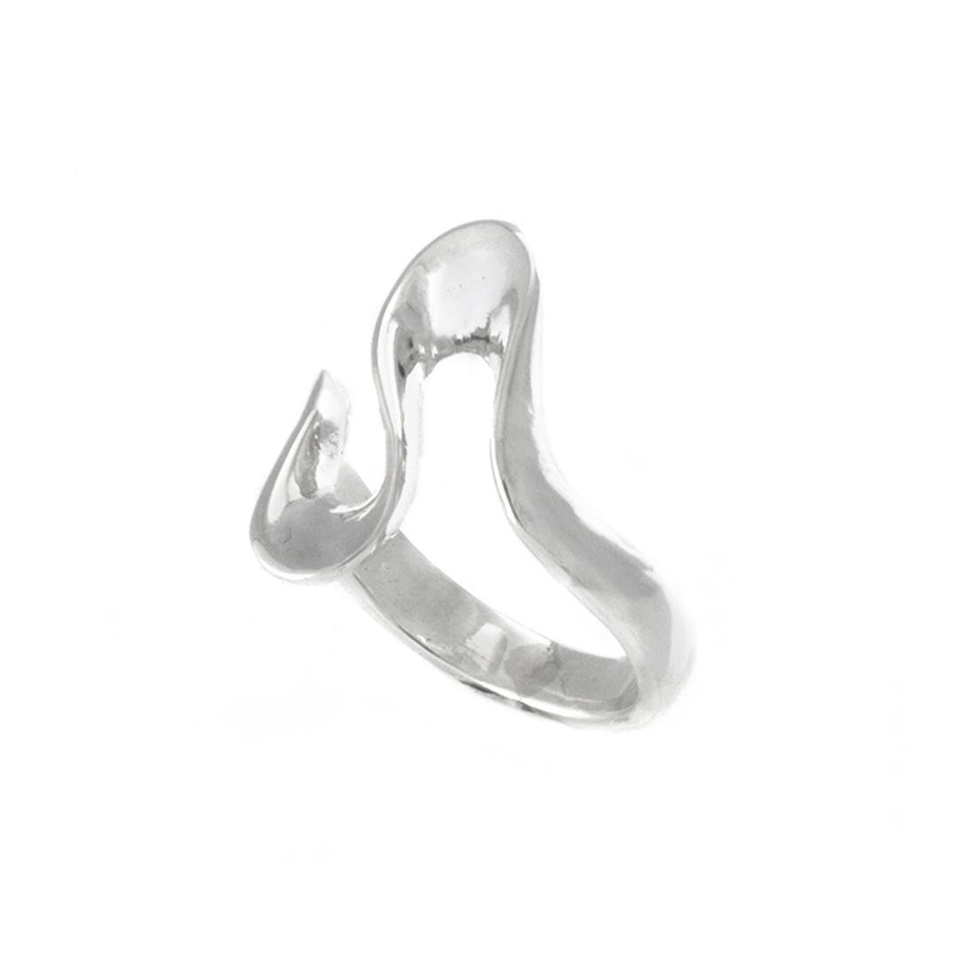 Silverly Anillo Ondulado de Plata de Ley para Mujer | Joyería Abstracta vanguardista de Plata 925 | Diseño Único de Ondas Escultóricas Modernas | Anillo Ancho Asimétrico con Remolino Fluido Orgánico