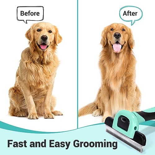Image of MIU COLOR Pet Grooming Brush, Deshedding Tool for Dogs & Cats, Spring Green | Effectively Reduces Shedding by up to 95%,Safe and Comfortable for Short Medium and Long Pet Hair