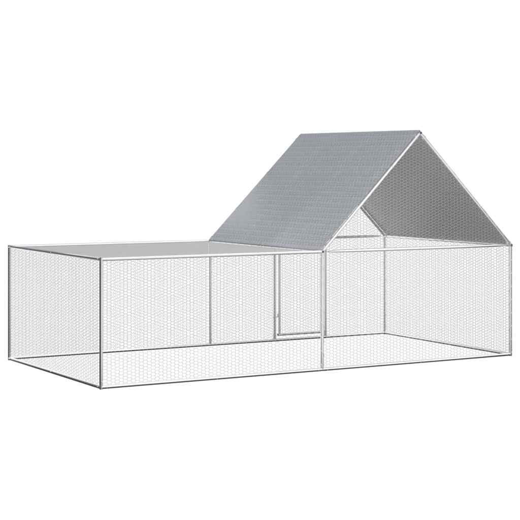 Gallinero de 4 x 2 x 2 m transitable – Gran cercado de acero galvanizado con techo y puerta con cerradura, cercado para aves de corral para pollos, patos y gansos