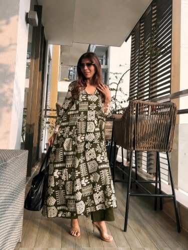 Image of ANNI Designer Kurta Sets for Women Viscose Printed | Kurta with Dupatta Set | A Line Kurti Set for Women | Square V Neck 3 /4 Sleeve Ethnic Outfit | Designer Indian Kurti Stylish Clothing