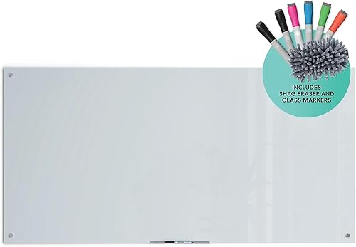 Miniatura 2 de U Brands Pizarra magnética de cristal de borrado en seco, 36 x 72 pulgadas, superficie blanca esmerilada, sin marco