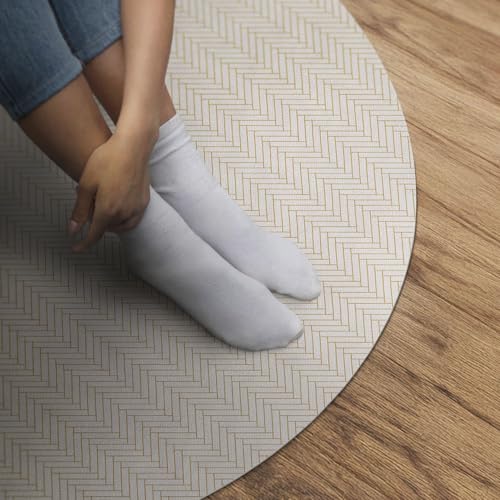 Tapis Vinyle Résistant à la Rayure ø150 cm Sol Cuisine Salon - 5