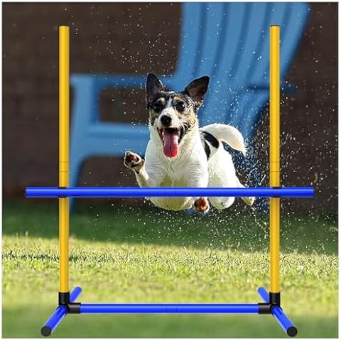 MAICOBI Dog Agility Training Equipment Set, Obstacle Course with Hurdles, Indoor Outdoor Use, Includes Carrying Bag (1) Cover