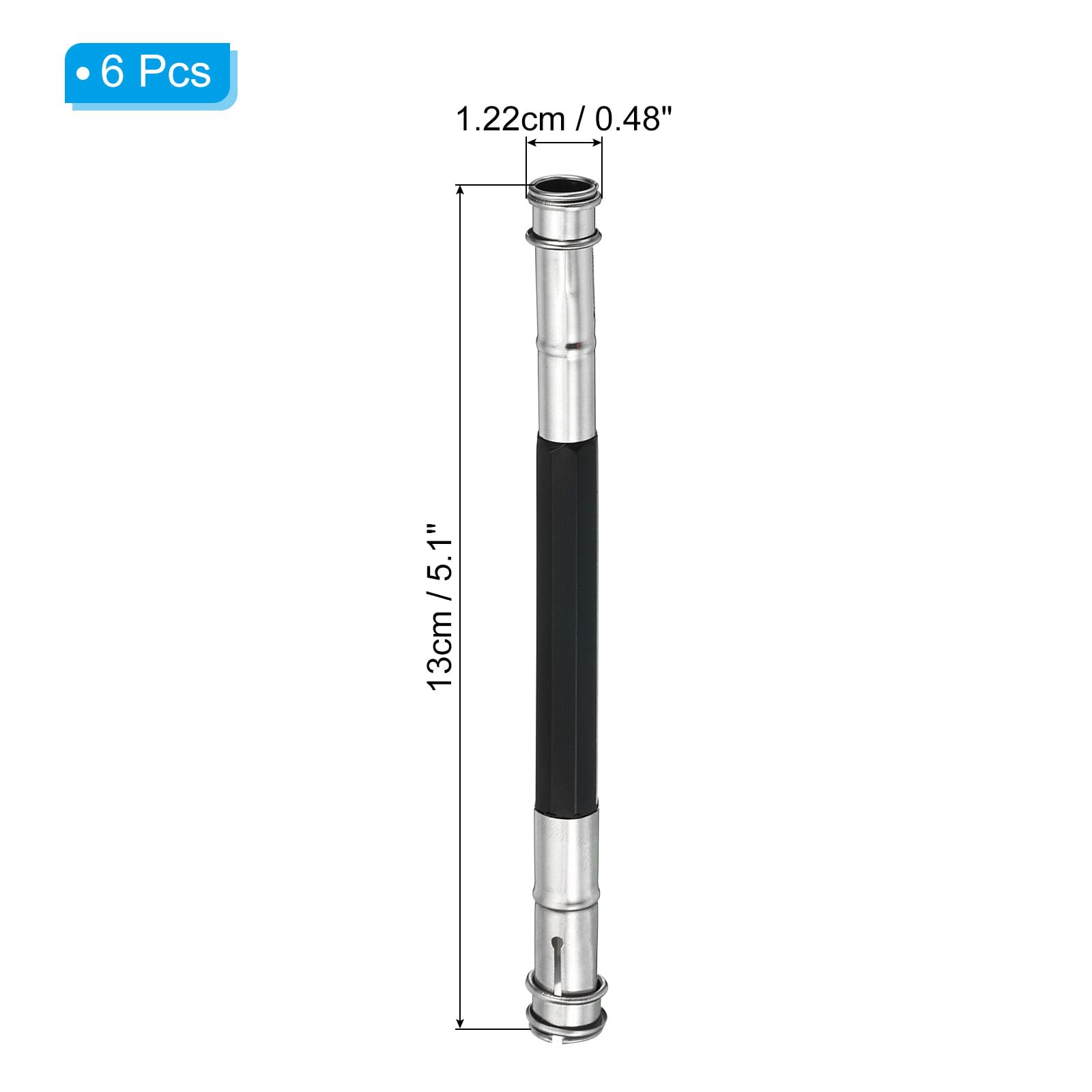 PATIKIL Pencil Extenders, 6 Pack Metal Dual Head Adjustable Pencil Holder Extender for Artists Drawing Shading Black - Image 2
