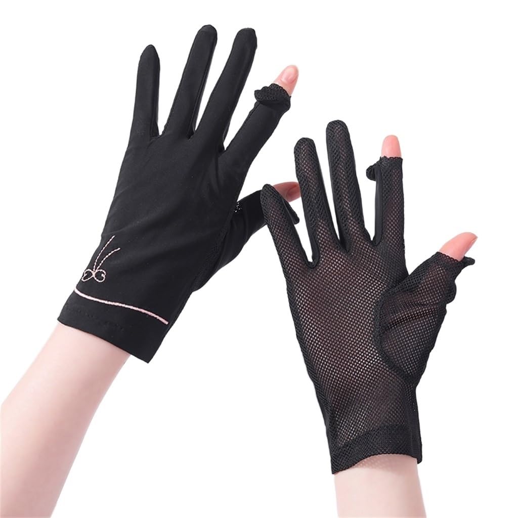 Ice Silk Gloves Thin Cool Feeling Flip Cover Fingerless Mesh Breathable Ice Cool Sports Touch Screen