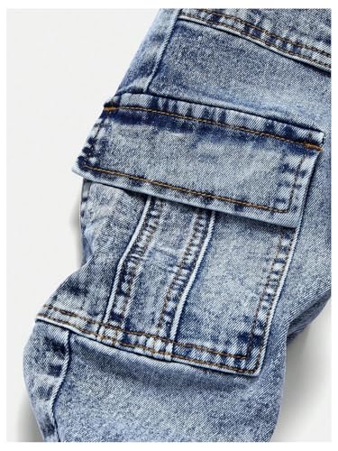 GORGLITTER Boy's Cargo Jeans Elastic Waist Skinny Denim Pants with Pockets4