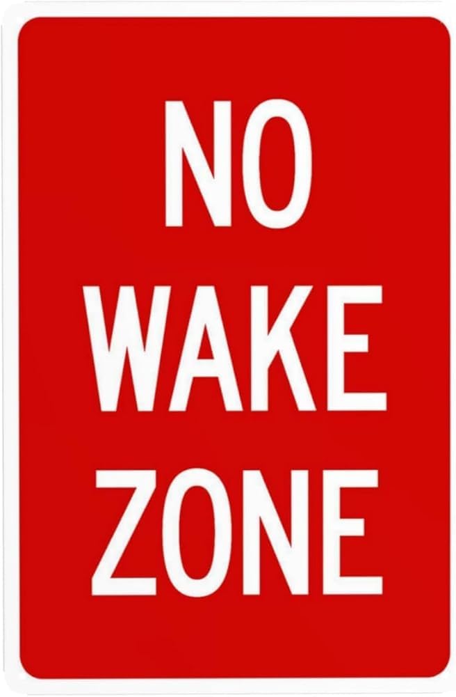 No Wake Zone Red Background Warning Sign Marina Security Metal Signs For Outdoor Indoor Road Yard Garage Home Business Street Wall Safety Caution Decor Gift For Women Men 8x12 Inch