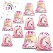 PHOGARY 10 Pezzi Borsa Regalo Unicorno Borsa da Coulisse Zaino Unicorno Borsa di Caramelle Unicorno Sacca da Palestra per Bambini Ragazze Regalo Sacchetto Feste Compleanno (Stampa Fronte-Retro)