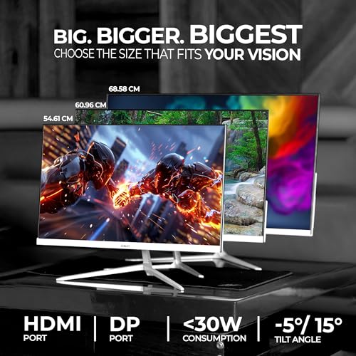 Image of Foxin Elite Ultra 24 Inch FHD Flat LED Monitor 1920x1080 Pixel Elite Series | 144Hz Refresh Rate, Built-in Speakers, HDMI & DP Port, Frameless, Wall Mountable, Slim | 3 Yrs Warranty | White
