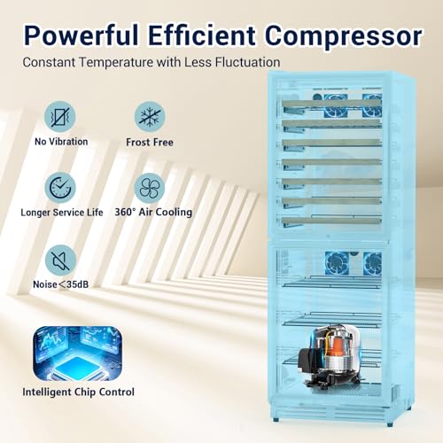 Image of Tylza 24'' Wine and Beverage Refrigerator, Dual Zone Wine Fridge with 190 Cans and 90 Bottles, Upgraded Compressor, Low-E Tempered Glass, Safety Lock, 2 In 1 Beverage Fridge for Home or Commercial