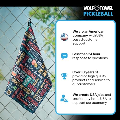 Image of Wolf Golf Towels Pickleball Towel | Pickleball Gifts | Paddles, Balls and Phrases | Sport Towel | Retirement Gift