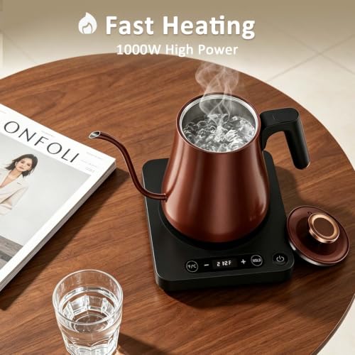 Image of Gooseneck Electric Kettle 1.0L,1000W, Smart, Pour Over, Copper