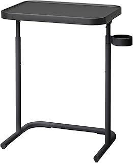 Foldable Overbed Table, Movable Side Table Height Adjustable Bedside Laptop Table Sofa End Table for Hospital Nursing Reading Eating,Black