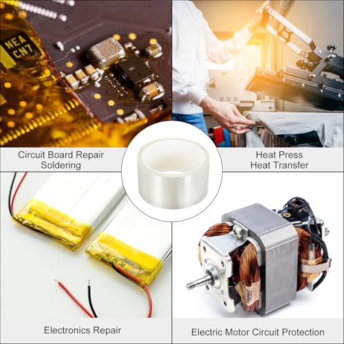 Image of uxcell Clear Heat Tape, 1 Roll 50mmx33m 108ft High Temperature Heat Resistant Tape for Sublimation,Heat Vinyl Press,Heat Transfer, Circuit Board, No Residue