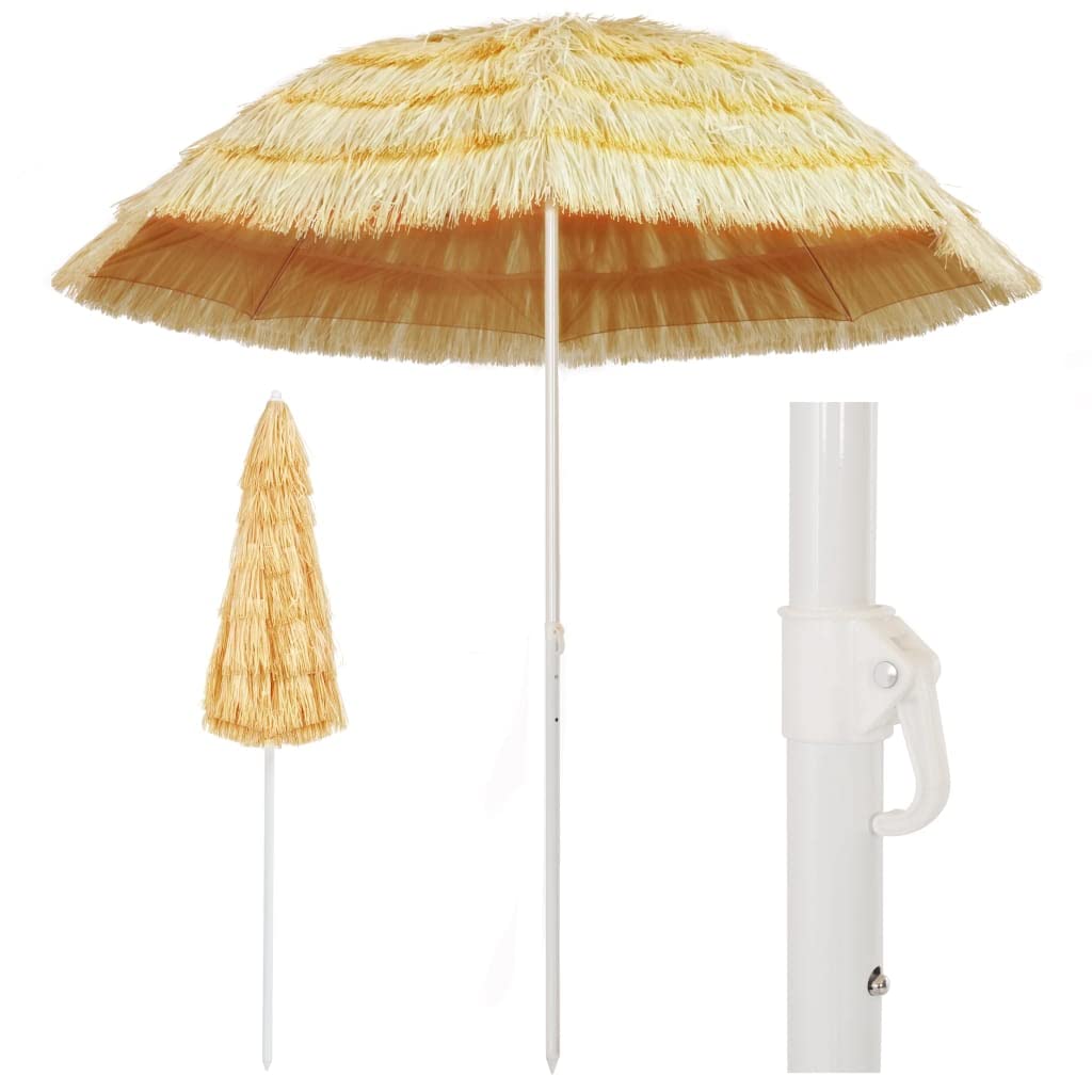 INLIFE Sombrilla de playa natural 240 cm estilo hawaiano