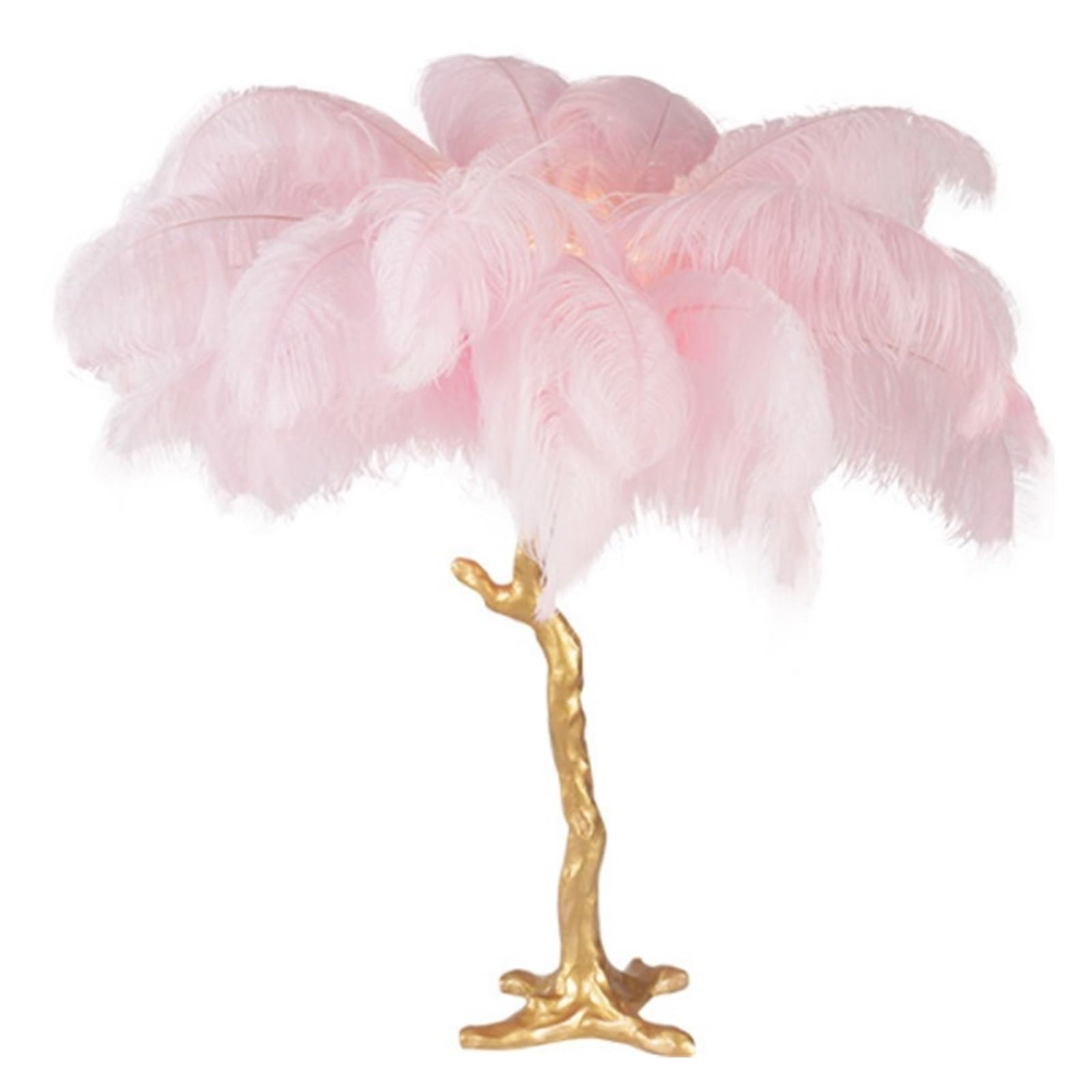 SMTYXS Nordic Luxury Ostrich Feather LED Table Lamp Living Room Bedside Desk Indoor Lighting Floor Light Deco Elegant Luxurious(Pink,H80cm 28 Feathers)