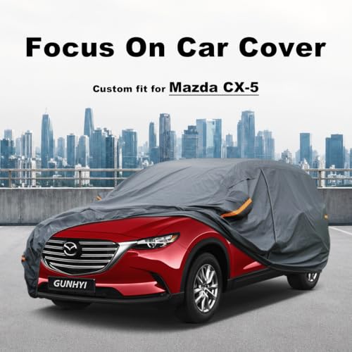 Image of GUNHYI Premium Car Cover Custom Fit Mazda CX-5 CX5 (2012-2026), 16 Layers Heavy Duty Car Cover Waterproof All Weather with Zipper Door for Sun Rain Snow Dust Uv Protection
