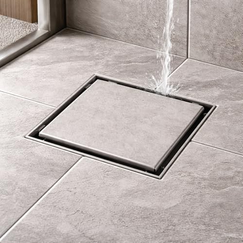 Image of URBANMONK 5 x 5 Inch SS 304 Floor Drainer for Bathroom | Tiles Insert Bathroom Drainage Jali | Anti-Odour & Anti-Cockroach Jali for Bathroom Drain | Heavy Duty Bathroom Jali for Drain | 12 x 12 cm