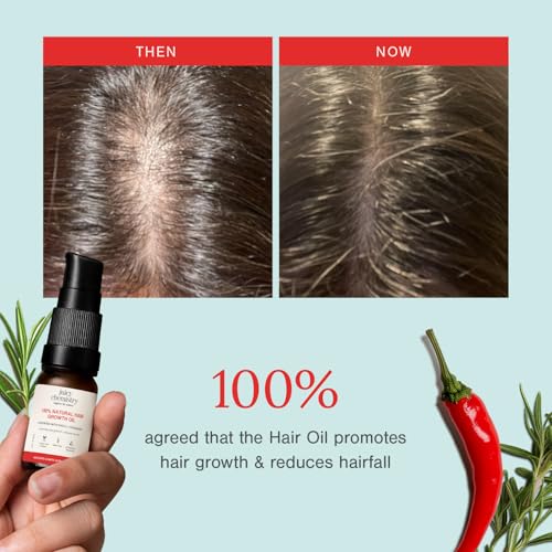 Image of Juicy Chemistry 100% Natural Chilli + Rosemary Hair Growth Oil, 10ml | Promotes Hair Growth | Strengthens & Reduces Hair Fall | Revitalises Scalp & Hair | Improves Hair Texture | Restores Shine | Clinically Proven