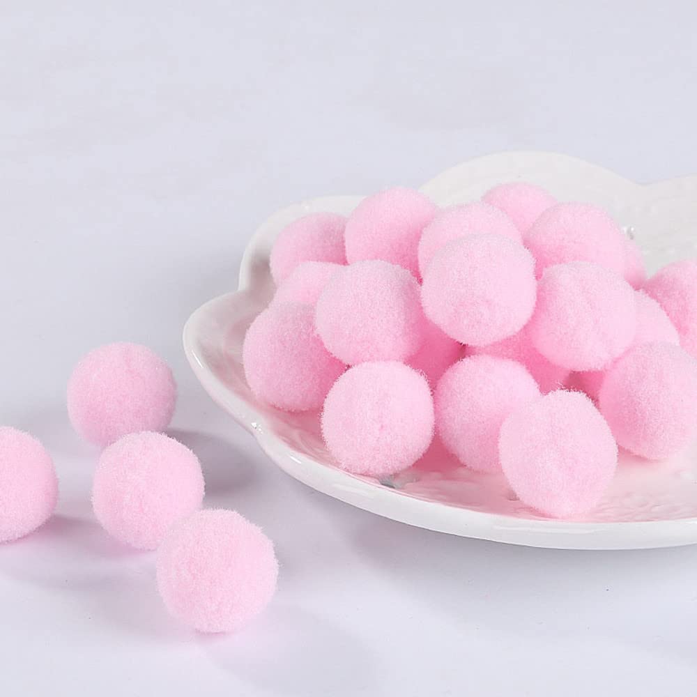 100Pcs Fluffy Assorted Pom Poms Balls for DIY Creative Crafts Decorations (3cm-Pink)