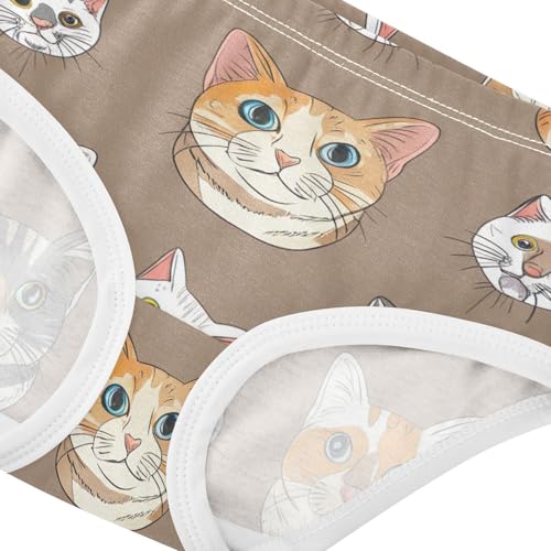 Cute Cartoon Cats Brown Little Girl Panties Girls Underwear Toddlers Cotton Pattern Undies Kids Briefs 2t4